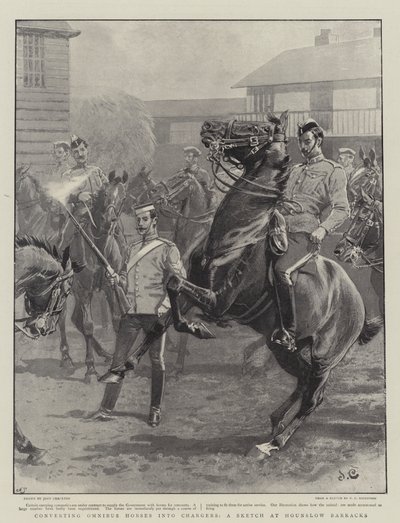 Converting Omnibus Horses into Chargers, a Sketch at Hounslow Barracks by John Charlton