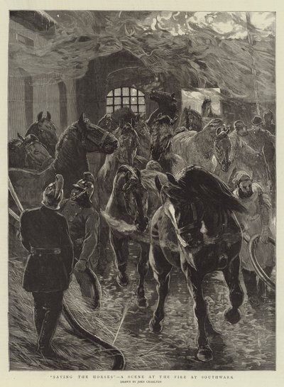 Saving the Horses, a Scene at the Fire at Southwark by John Charlton