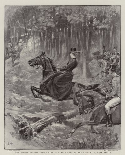 The German Empress taking Part in a Boar Hunt at the Grunewald, near Berlin by John Charlton