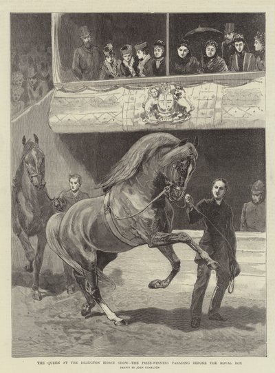 The Queen at the Islington Horse Show, the Prize-Winners parading before the Royal Box by John Charlton