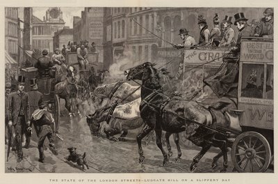 The State of the London Streets, Ludgate Hill on a Slippery Day by John Charlton