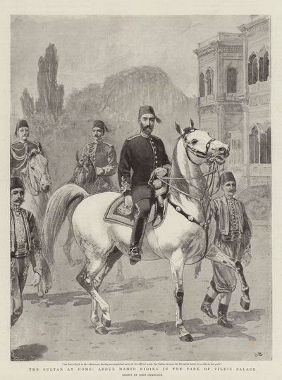 The Sultan at Home, Abdul Hamid riding in the Park of Yildiz Palace by John Charlton
