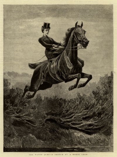 The Water Jump, A Sketch at a Horse Show by John Charlton