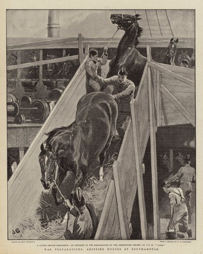 War Preparations, Shipping Horses at Southampton by John Charlton