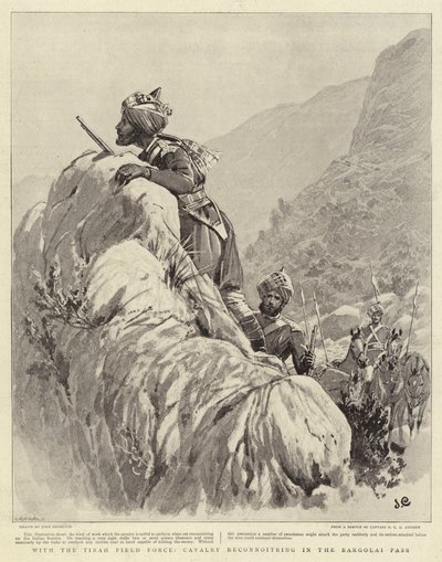 With the Tirah Field Force, Cavalry Reconnoitring in the Bargolai Pass by John Charlton