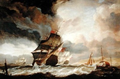 Ships of the Line Beating out to Sea by John Christian Schetky