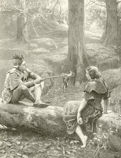 Touchstone and Audrey (engraving) by John Collier