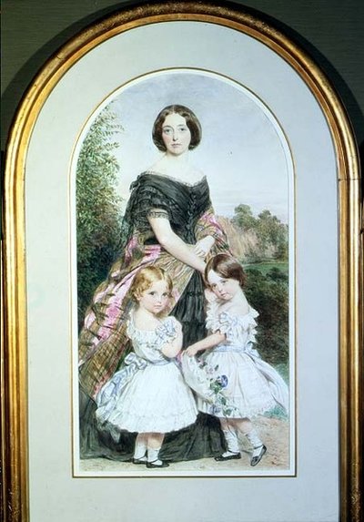 Portrait of a lady with her two daughters by John Collingham Moore