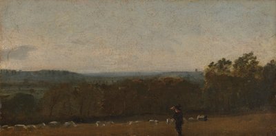 A Shepherd in a Landscape looking across Dedham Vale towards Langham by John Constable