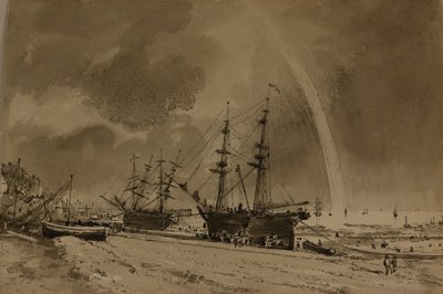 Brighton Beach with a Rainbow: Colliers Unloading, c.1792 by John Constable