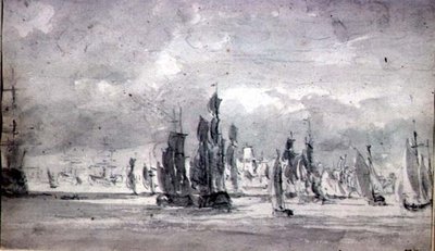 Shipping under a Cloudy Sky in the Thames by John Constable