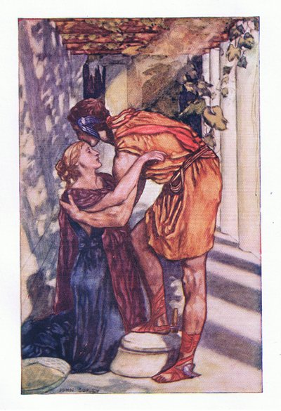 Perseus started forth on his great adventure, from The Gateway to Romance published by Thomas Nelson & Sons by John Copley