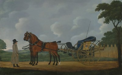 A Gentleman with his Pair of Bays Harnessed to a Curricle by John Cordrey