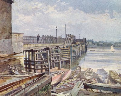 Lost London: Old Battersea Bridge, from the North Bank by John Crowther