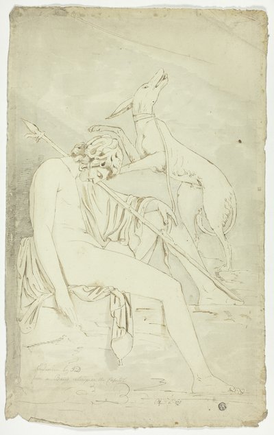 Ancient Bas-Relief of Sleeping Hunter and Dog by John Downman
