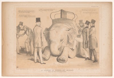 Caricature on the Appointment of Henry Hardinge as Governor of India (A Lesson in Elephant Riding! Studied from Nature in the Zoological Gardens) (HB Sketches series) by John Doyle