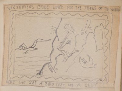 Victorious bride loved not the shows of this world - Here she sat a bird seat on a cliff by John Duncan
