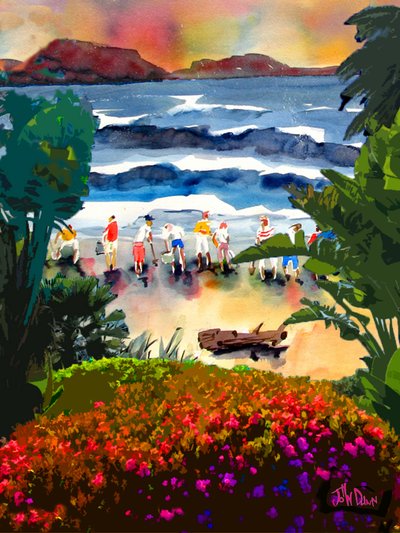 Tropical Beach Gathering by John Dunn