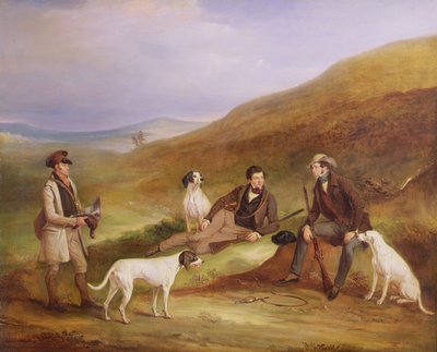 Edward Horner Reynard and his Brother, George, Grouse Shooting with the Keeper, Tully Lamb, at Middlesmoor, Yorkshire by John E. Ferneley