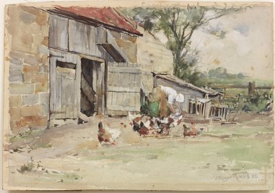 Feeding the Hens, 1909 by John Edgar Mitchell