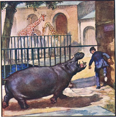He Ran for His Life, with the Hippo Roaring at His Heels by John Edwin Noble