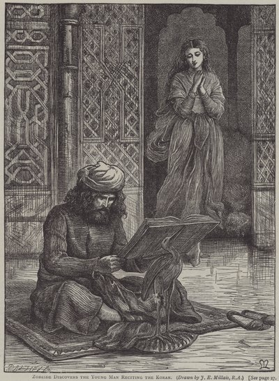 Zobeide Discovers the Young Man Reciting the Koran by John Everett (after) Millais