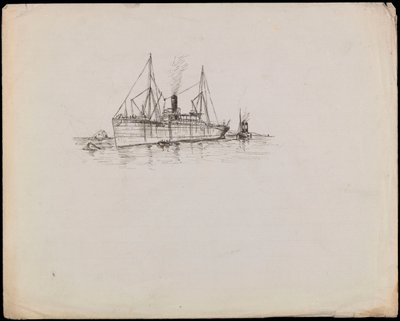 Steam Vessel Near a Coast with Tug Alongside by John Everett