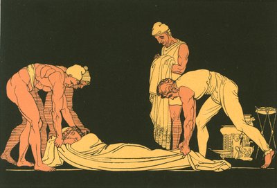 Ulysses Asleep Laid on His Own Coast by the Phaeacian Sailors by John Flaxman