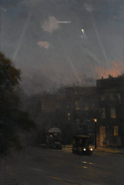 A Zeppelin raid, 8 October 1915 by John Fraser