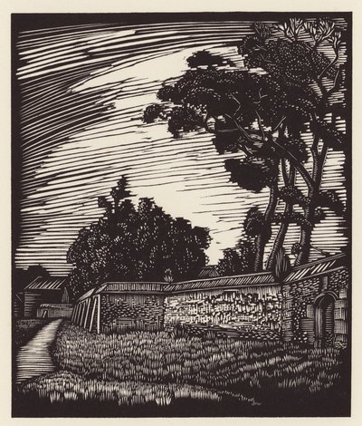 Cambridge: Peterhouse Wall, Coe Fen by John Frederick Greenwood