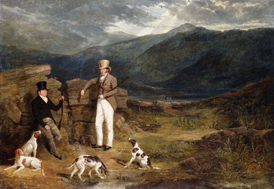 Two Gentlemen with Pointers on a Grouse Moor by John Frederick Herring Senior