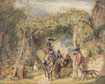 Figures and Animals in a Vineyard by John Frederick Lewis