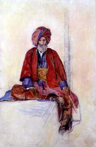 Study of a Seated Turk Smoking a Long Pipe, c.1841 by John Frederick Lewis