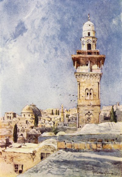 A Minaret in the North West Corner of the Temple Area by John Fulleylove