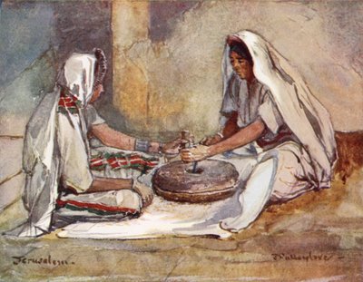 Two Women grinding at a Hand-Mill by John Fulleylove