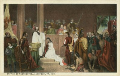 Baptism of Pocahontas, Jamestown, Virginia by John Gadsby (after) Chapman
