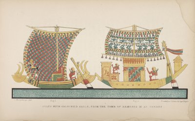 Boats with coloured sails, from the Tomb of Remeses III at Thebes, illustration from 