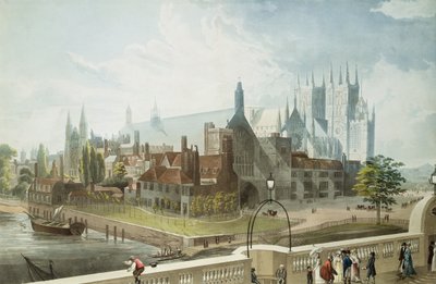 Westminster Hall and Abbey, engraved by Daniel Havell published by Rudolph Ackermann by John Gendall