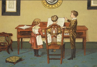 Children Rehearsing at the Piano by John George (after) Sowerby
