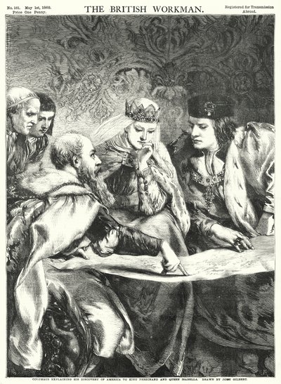 Columbus Explaining His Discovery of America to King Ferdinand and Queen Isabella by John Gilbert