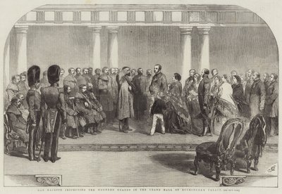 Her Majesty Inspecting the Wounded Guards in the Grand Hall of Buckingham Palace by John Gilbert