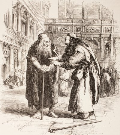 Illustration for The Merchant of Venice, Shylock and Tubal Meet in the Street, Act III, Scene I, from 