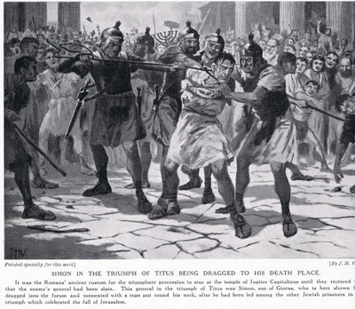 Simon in the triumph of Titus being dragged to his death by John Harris Valda