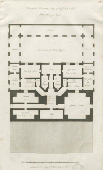 Stafford - Plan of Basement Story of Shire Hall by John Harvey