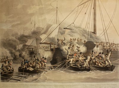The Row Boats of the Quebec, Raven, Exertion and Redbreast, Alert and Princess Augusta, 1811 by John Heaviside Clark