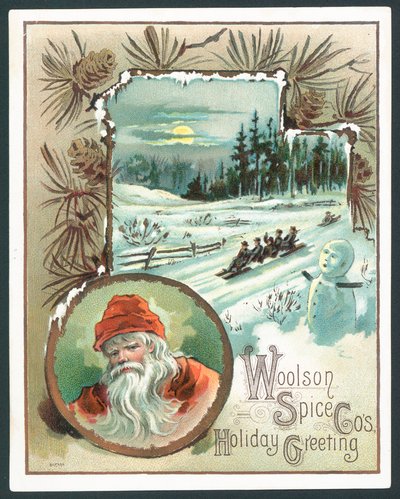 Woolson Spice Company Christmas card by John Henry Bufford