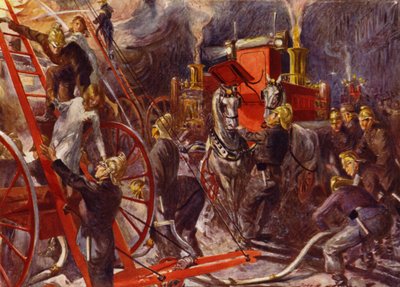 Fire brigade at work by John Henry Frederick (after) Bacon