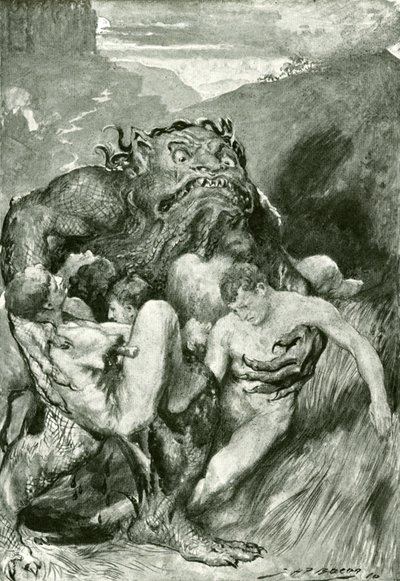 The Demon of Evil, with His Fierce Ravening, Greedily Grasped Them by John Henry Frederick after Bacon