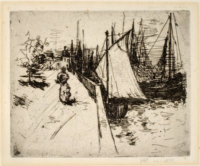 Woman on the Quay, Honfleur by John Henry Twachtman