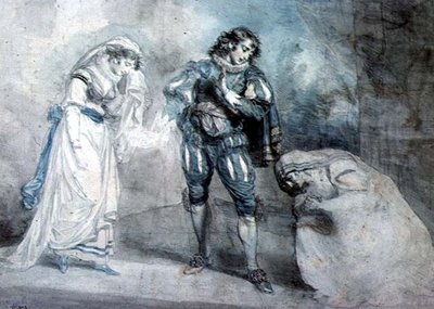 Pierre du Terrail, Chevalier de Bayard with the widow and her daughter by John Hodges Benwell